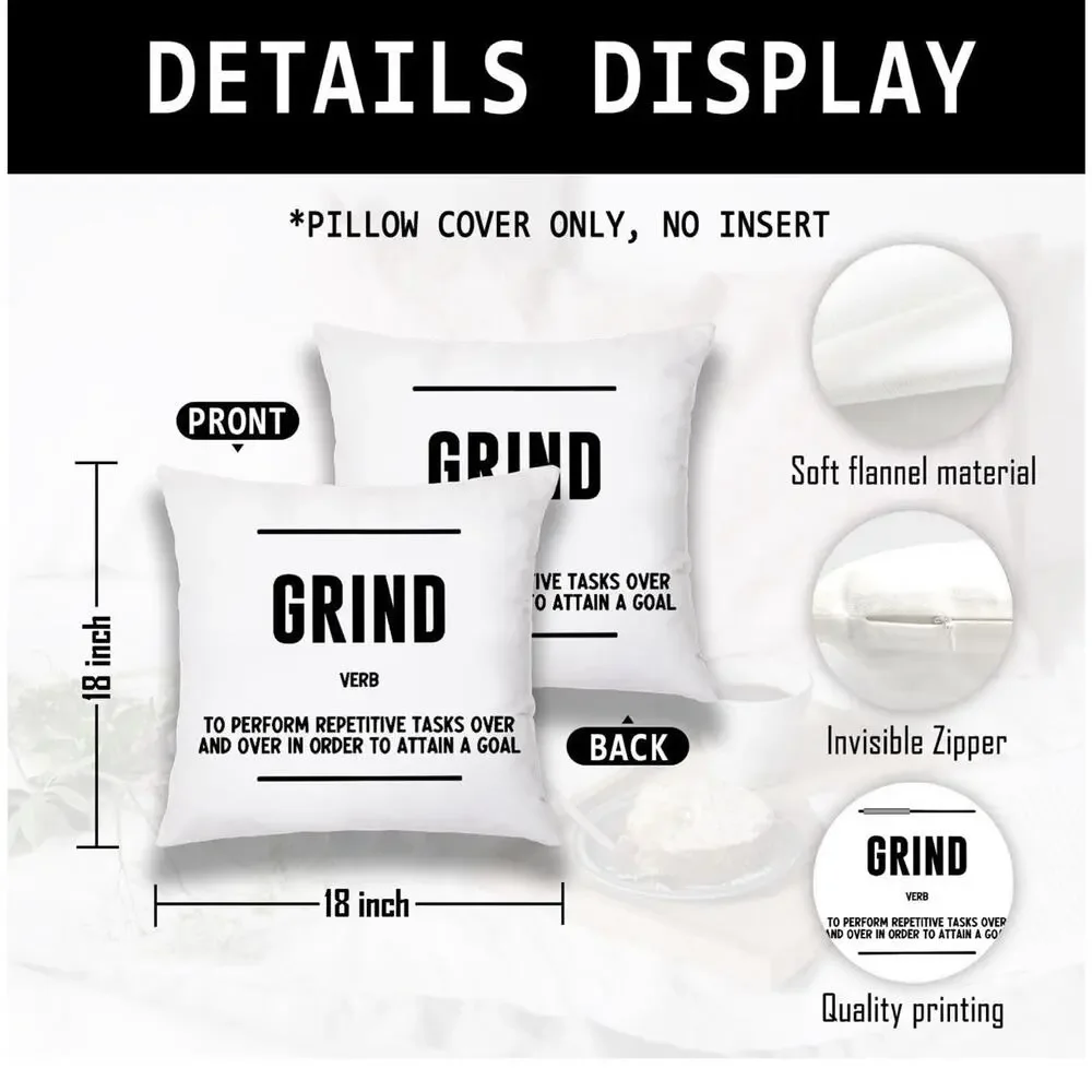 Quote Grind Hustle Execution Quote Success Entrepreneur 3 Pillow Case 18x18”
